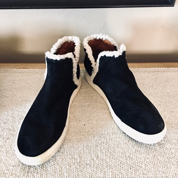 Lucky Brand athletic tennis shoes faux fur suede black white 8.5 - Picture 7 of 7